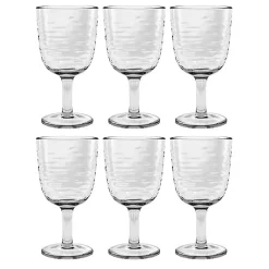 Kirklands Home Ripple Shatterproof Goblet Glasses, Set of 6 Clear Clearance