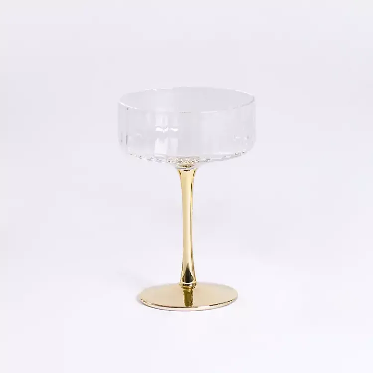 Kirklands Home Ripple Gold Base Coupe Wine Glass Hot