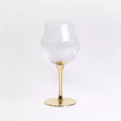 Kirklands Home Ripple Gold Base Goblet Wine Glass Best