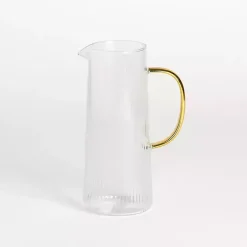 Kirklands Home Ripple Gold Handle Glass Pitcher Best