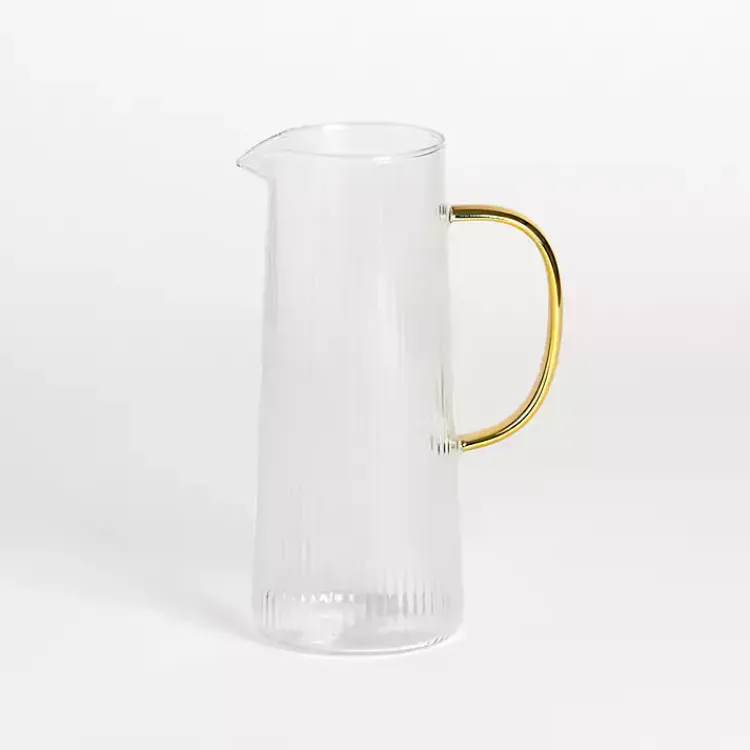 Kirklands Home Ripple Gold Handle Glass Pitcher Best