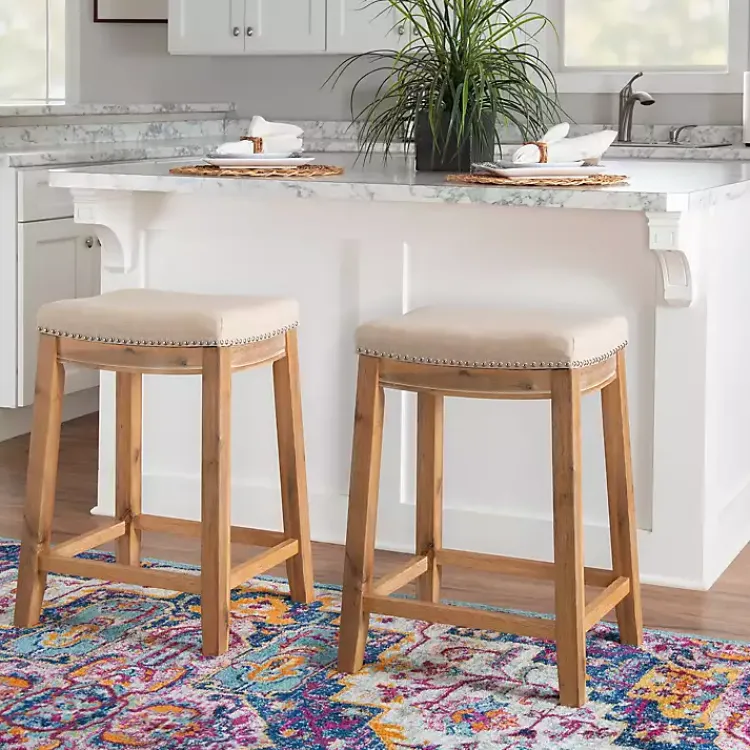 Kirklands Home Riverdale Acacia Wood Counter Stool White