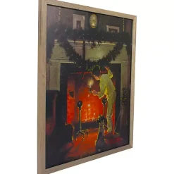 Christmas Art & Wall Decor>Kirklands Home Rockwell Boy Waiting by Fireplace LED Canvas Print