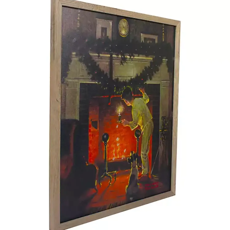 Christmas Art & Wall Decor>Kirklands Home Rockwell Boy Waiting by Fireplace LED Canvas Print