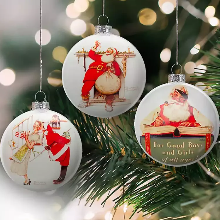 Christmas Ornaments>Kirklands Home Rockwell Classic Holiday Scene Ornaments, Set of 3