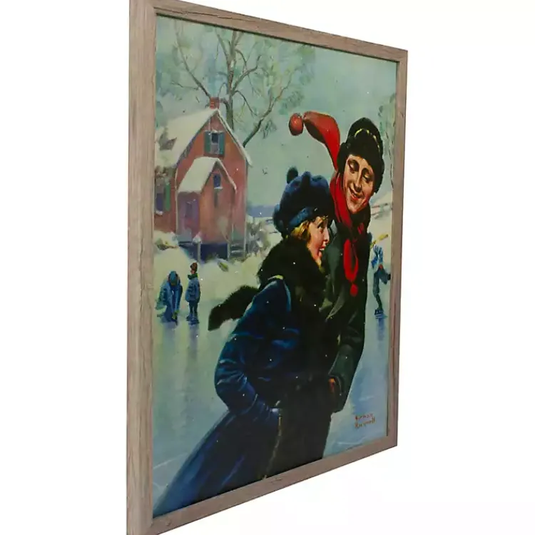 Christmas Art & Wall Decor>Kirklands Home Rockwell Couple Ice Skating LED Canvas Art Print