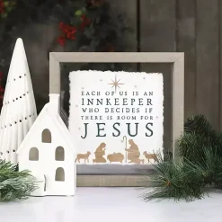 Christmas Art & Wall Decor>Kirklands Home Room for Jesus Framed Wall Plaque White