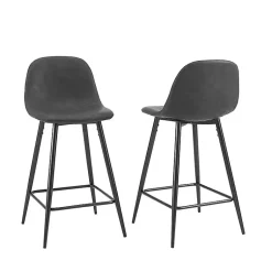 Kirklands Home Rorke Faux Leather Counter Stools, Set of 2 Black Sale