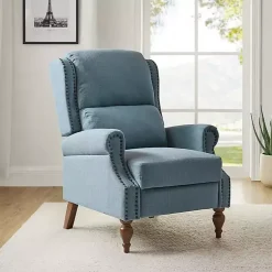 Kirklands Home Rosalie Upholstered Manual Recliner Blue Hot