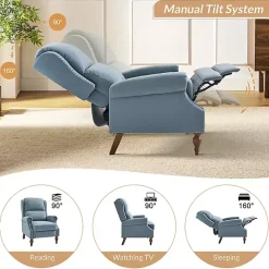 Kirklands Home Rosalie Upholstered Manual Recliner Blue Hot