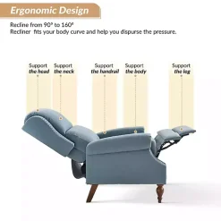 Kirklands Home Rosalie Upholstered Manual Recliner Blue Hot