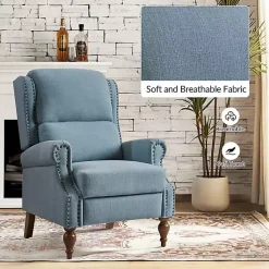 Kirklands Home Rosalie Upholstered Manual Recliner Blue Hot