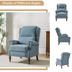Kirklands Home Rosalie Upholstered Manual Recliner Blue Hot