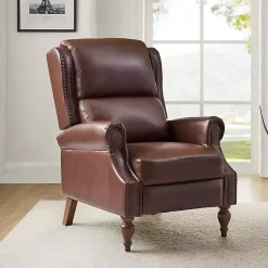 Kirklands Home Rosalie Faux Leather Manual Recliner Brown New