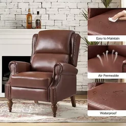 Kirklands Home Rosalie Faux Leather Manual Recliner Brown New