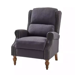 Kirklands Home Rosalie Charcoal Upholstered Manual Recliner Gray Hot