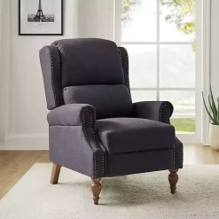 Kirklands Home Rosalie Charcoal Upholstered Manual Recliner Gray Hot