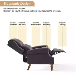 Kirklands Home Rosalie Charcoal Upholstered Manual Recliner Gray Hot