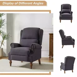 Kirklands Home Rosalie Charcoal Upholstered Manual Recliner Gray Hot
