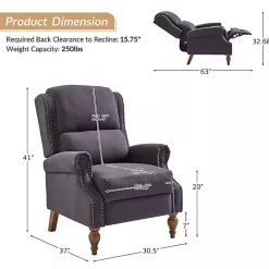 Kirklands Home Rosalie Charcoal Upholstered Manual Recliner Gray Hot