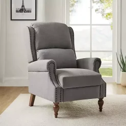 Kirklands Home Rosalie Light Upholstered Manual Recliner Gray Online