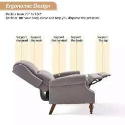Kirklands Home Rosalie Light Upholstered Manual Recliner Gray Online