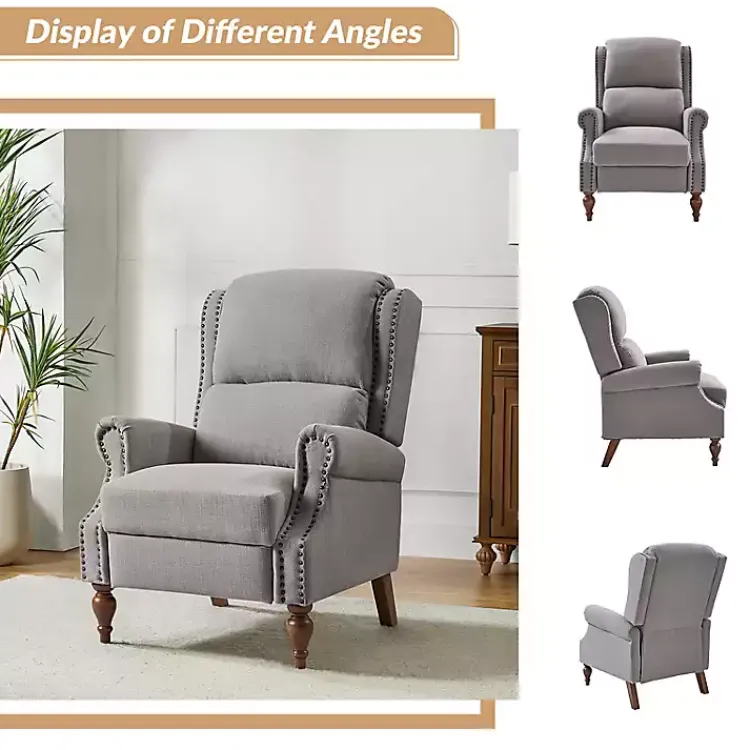 Kirklands Home Rosalie Light Upholstered Manual Recliner Gray Online