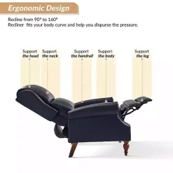 Kirklands Home Rosalie Navy Faux Leather Manual Recliner Blue Hot