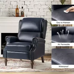 Kirklands Home Rosalie Navy Faux Leather Manual Recliner Blue Hot