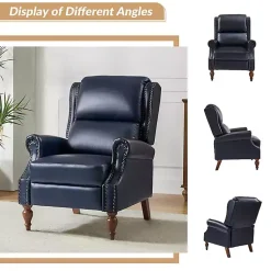 Kirklands Home Rosalie Navy Faux Leather Manual Recliner Blue Hot