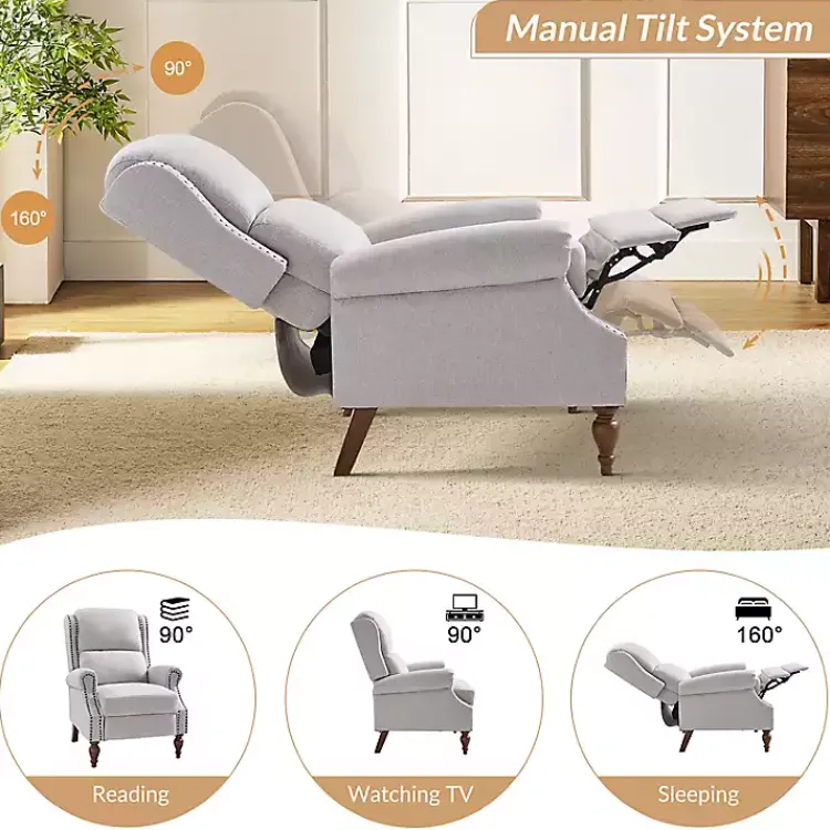 Kirklands Home Rosalie Oatmeal Upholstered Manual Recliner White Online