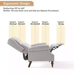 Kirklands Home Rosalie Oatmeal Upholstered Manual Recliner White Online