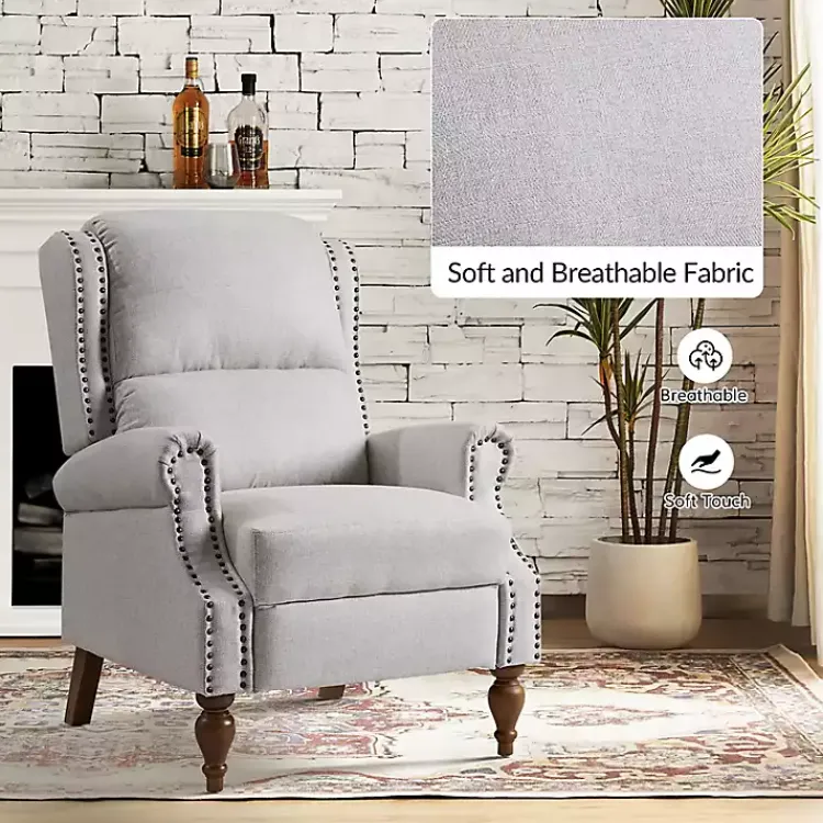 Kirklands Home Rosalie Oatmeal Upholstered Manual Recliner White Online