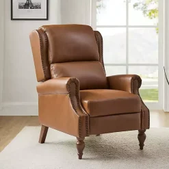 Kirklands Home Rosalie Faux Leather Manual Recliner Tan New