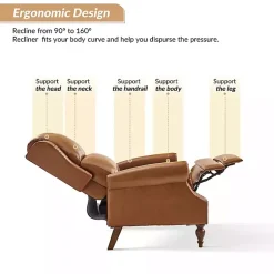 Kirklands Home Rosalie Faux Leather Manual Recliner Tan New