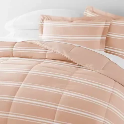 Kirklands Home Rose Striped Reversible 3-pc. Queen Comforter Set Pink New