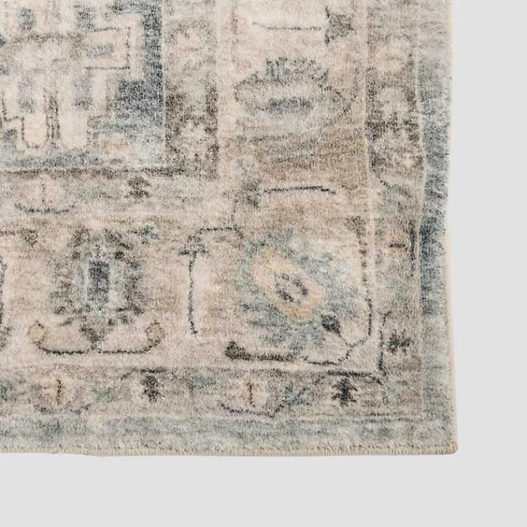 Kirklands Home Rosette Dusty Aqua Area Rug, 5x7 New