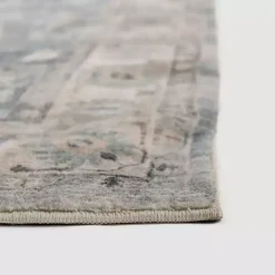Kirklands Home Rosette Dusty Aqua Area Rug, 5x7 New