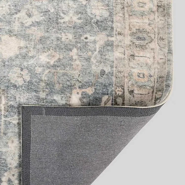 Kirklands Home Rosette Dusty Aqua Area Rug, 5x7 New