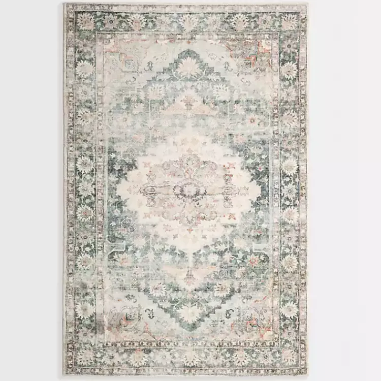 Kirklands Home Rosette Green and Ivory Area Rug, 5x7 Sale