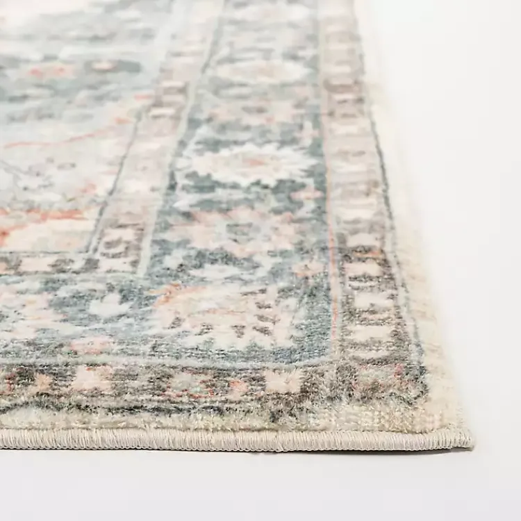 Kirklands Home Rosette Green and Ivory Area Rug, 7x9 New
