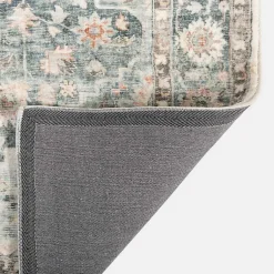 Kirklands Home Rosette Green and Ivory Area Rug, 7x9 New