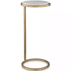 Kirklands Home Round Aged and Marble Accent Table Gold Hot
