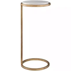 Kirklands Home Round Aged and Marble Accent Table Gold Hot