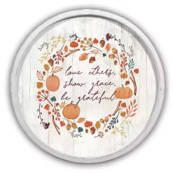 Fall>Kirklands Home Round Be Grateful Framed Wall Plaque White