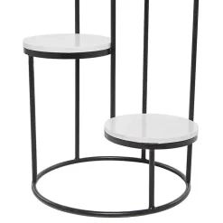 Kirklands Home Round Black and White Marble 4-Tier Plant Stand Outlet