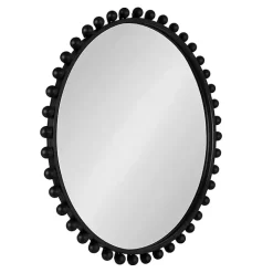 Kirklands Home Round Black Beaded Metal Wall Mirror