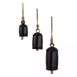 Decorative Accents>Kirklands Home Round Iron Hanging Bells, Set of 3 Black