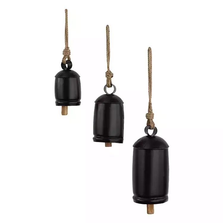 Decorative Accents>Kirklands Home Round Iron Hanging Bells, Set of 3 Black