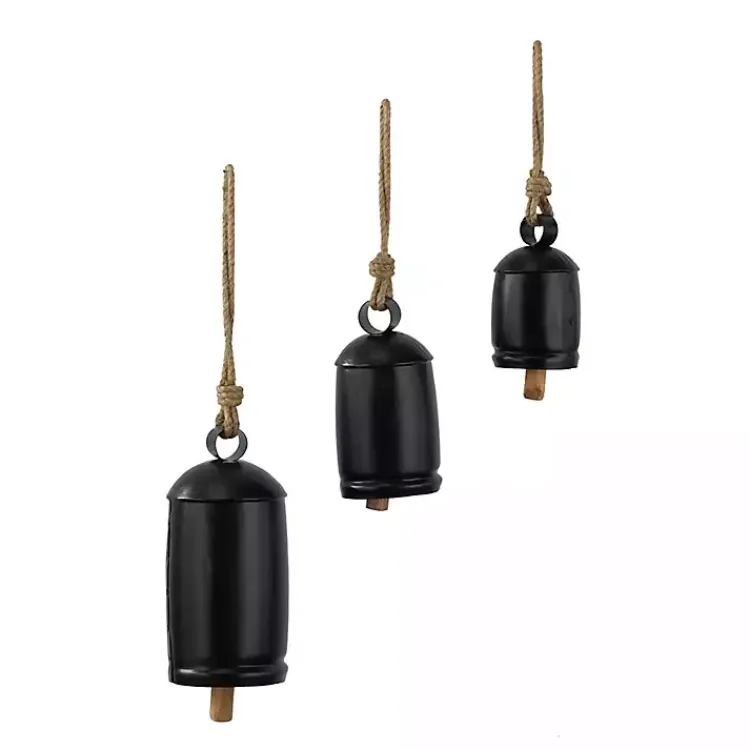 Decorative Accents>Kirklands Home Round Iron Hanging Bells, Set of 3 Black